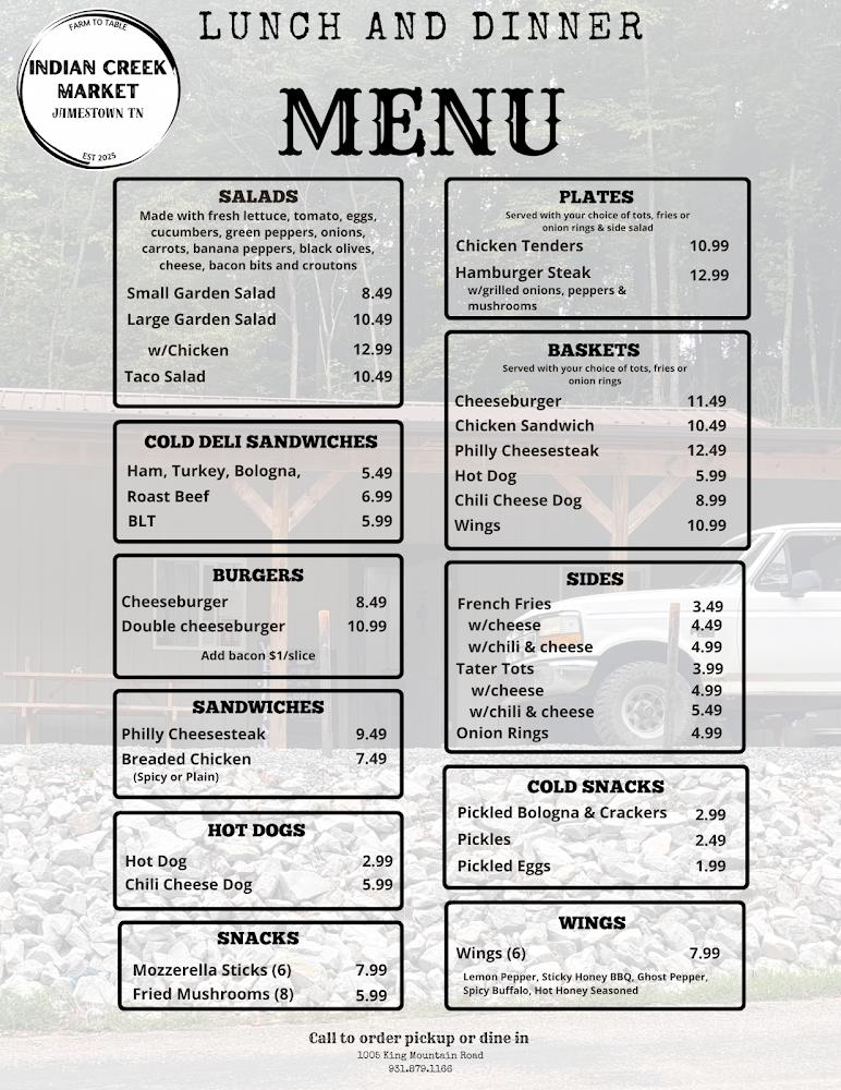 Indian Creek Market Menu image 1